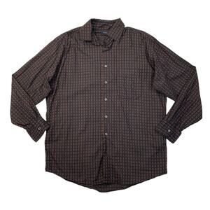 Vintage Burberry Shirt Mens L Large Black Cardinal Red Cotton Plaid Long Sleeve